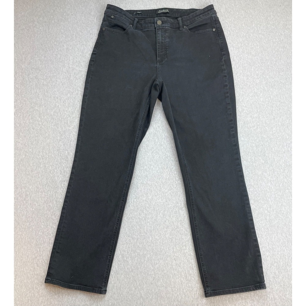 Talbots Pants Womens 14 Black Cotton Blend Stretch Straight Curvy Mid-Rise